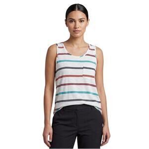Market & Spruce Striped Tank Top Multicolor Rayon Stretch Women XL NWT